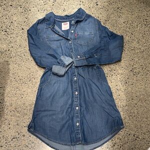 Levi's Blue Denim Button-Front Shirt Dress